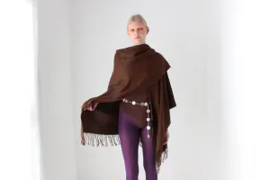 2000s Deadstock Chocolate Wool Blend Free Size Shawl Wrap