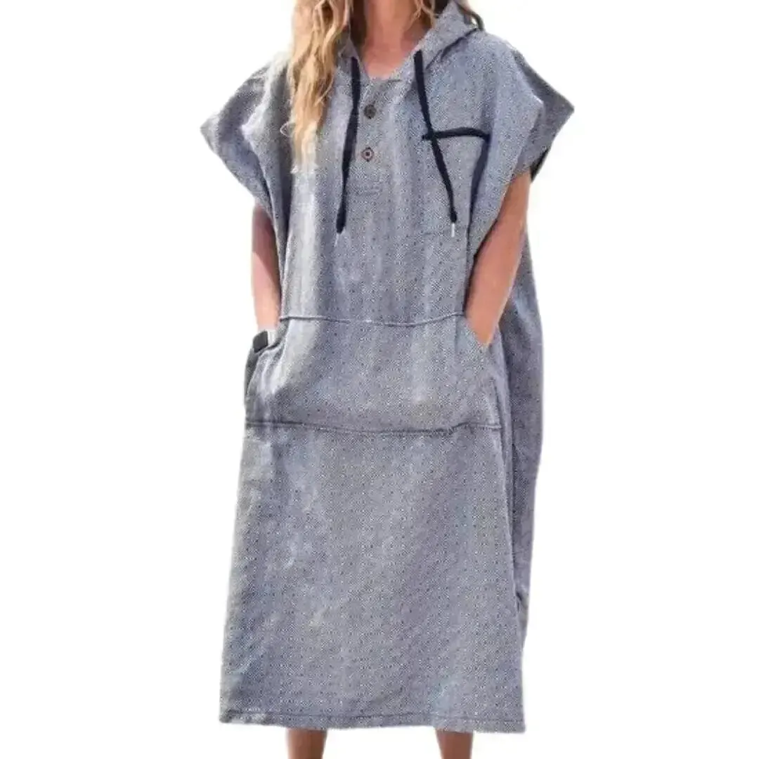 Adults Unisex Surf Poncho Changing Towel Robe Lightweight Poncho
