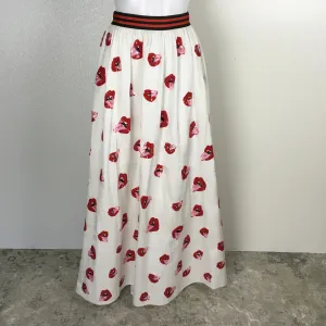 Alice   Olivia Print Rolling Stone's Mouth High Waist  Maxi Skirt