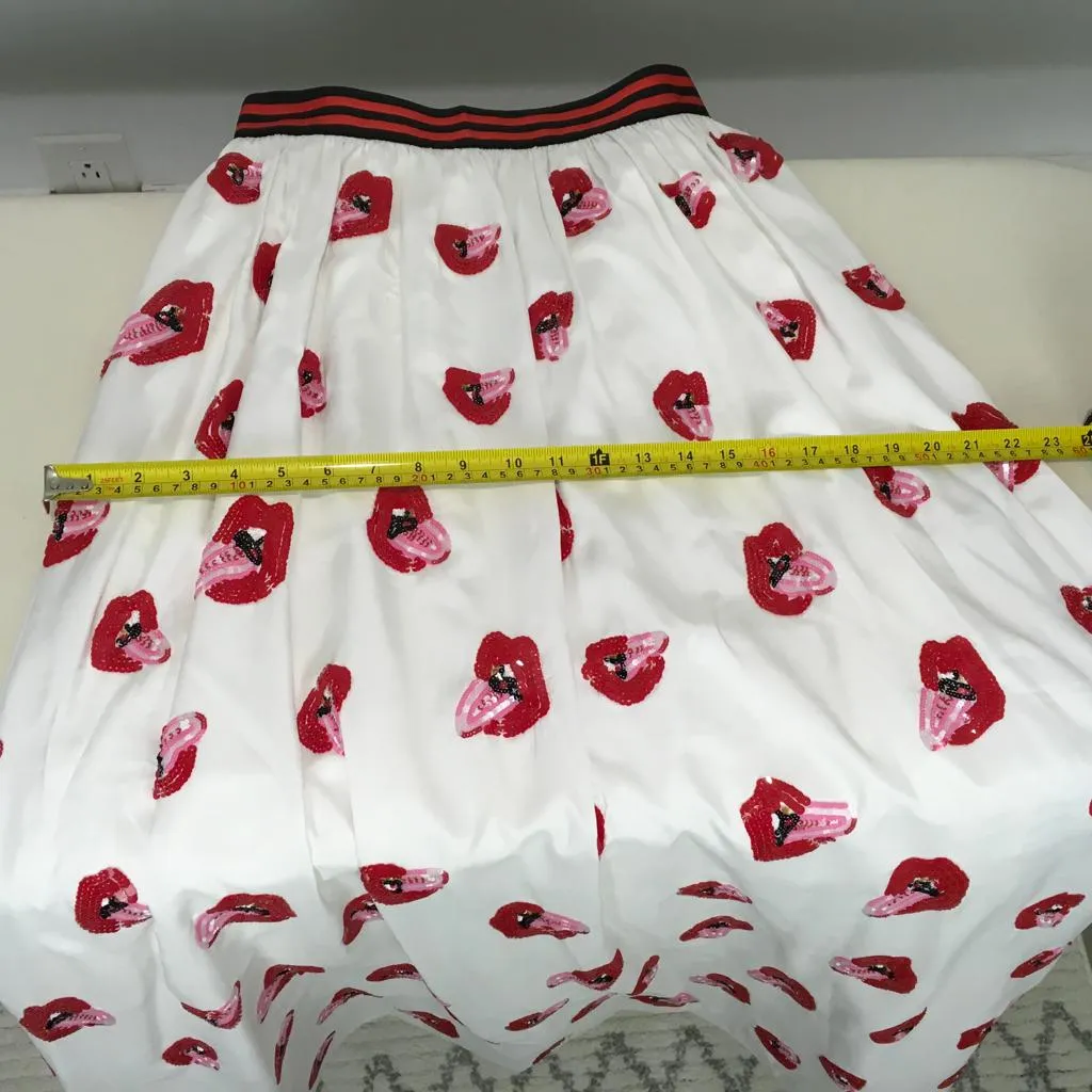 Alice   Olivia Print Rolling Stone's Mouth High Waist  Maxi Skirt