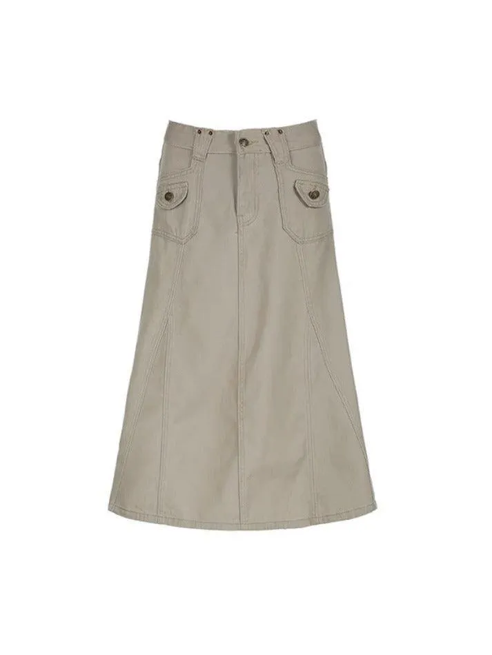 American Retro Pocket Maxi Skirts