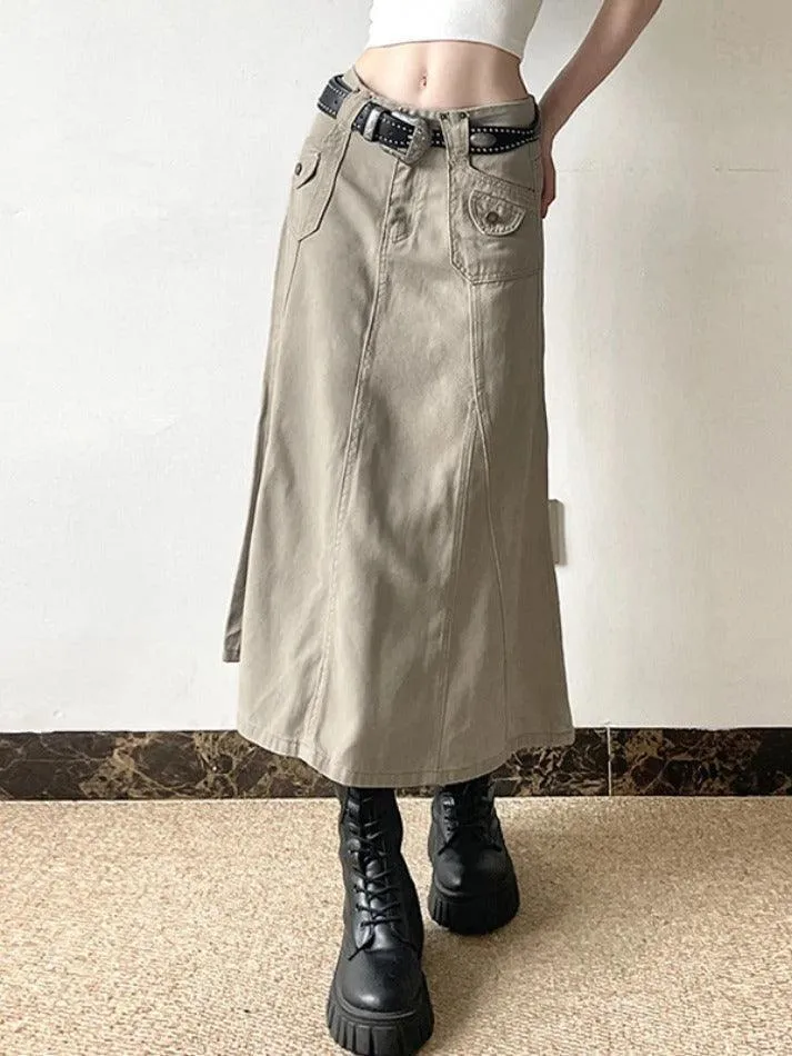 American Retro Pocket Maxi Skirts