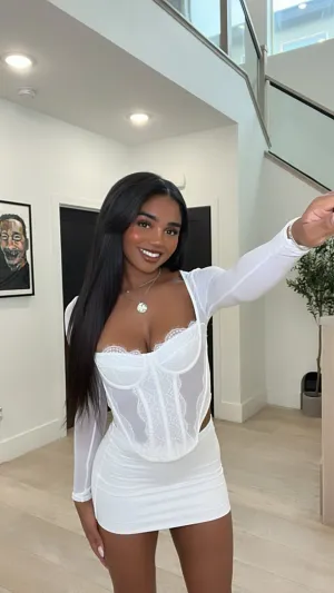 Aria Long Sleeve Top (White)