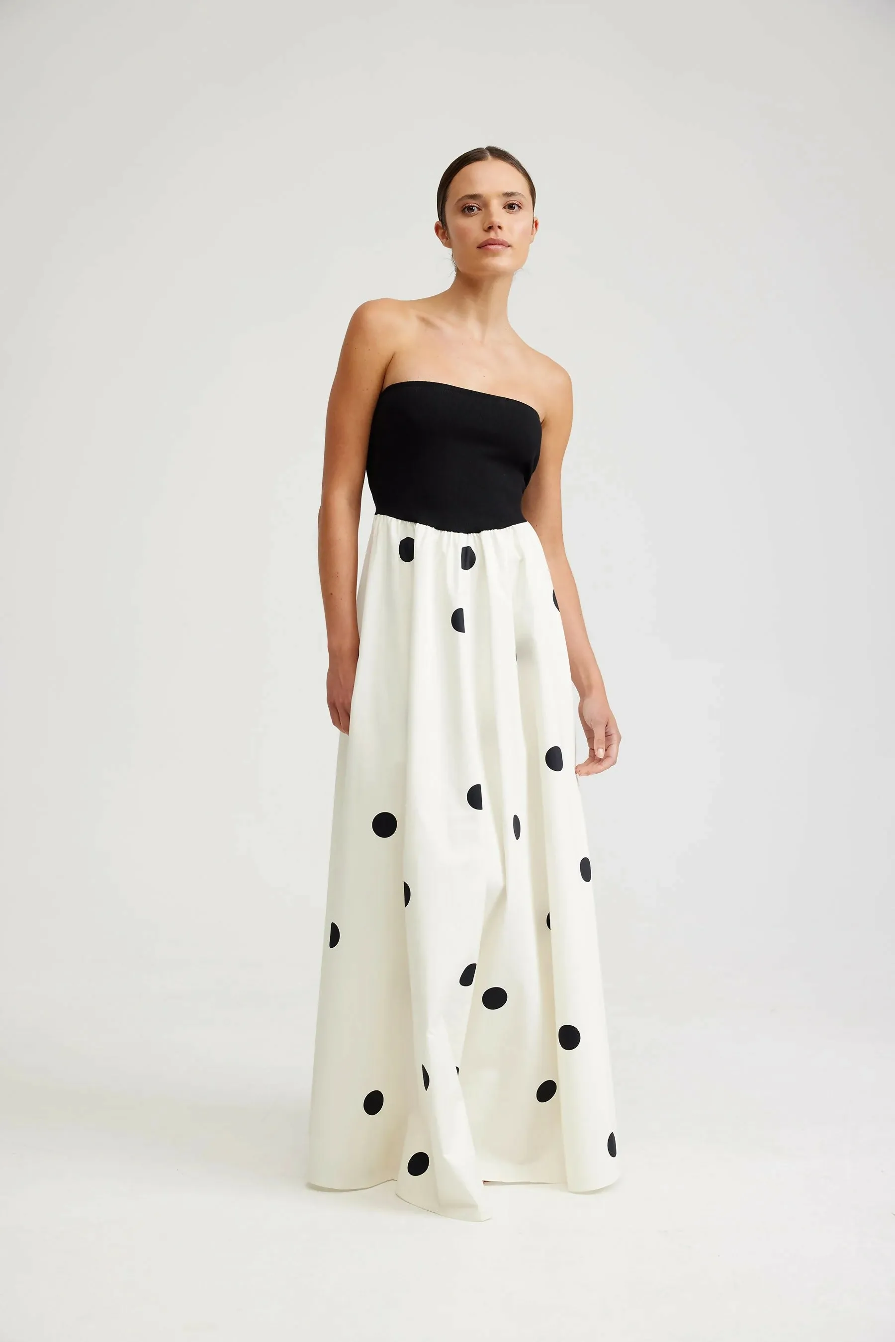 Aston Studio Frankie Maxi Dress Nero Milk Dot Size 10