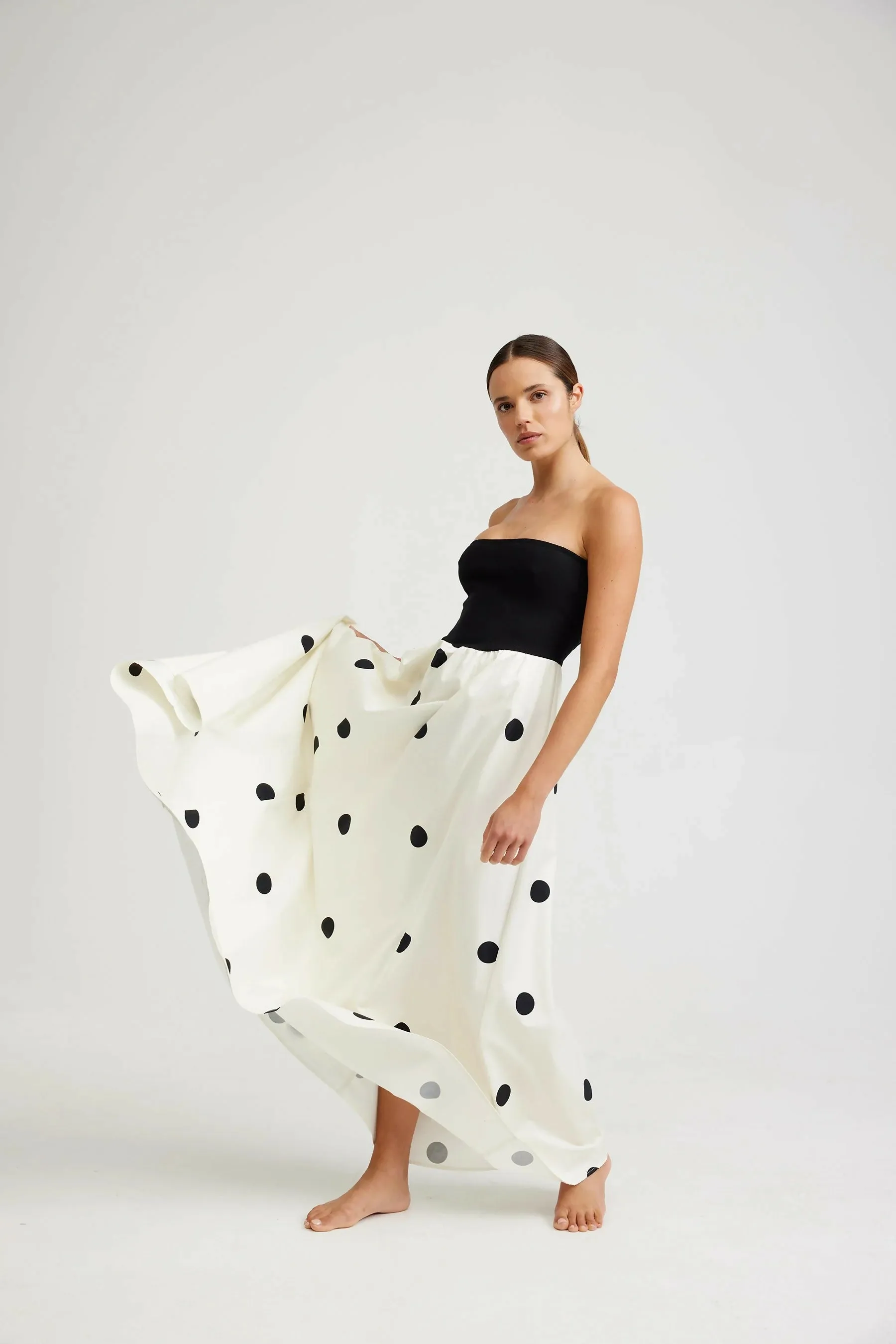 Aston Studio Frankie Maxi Dress Nero Milk Dot Size 10