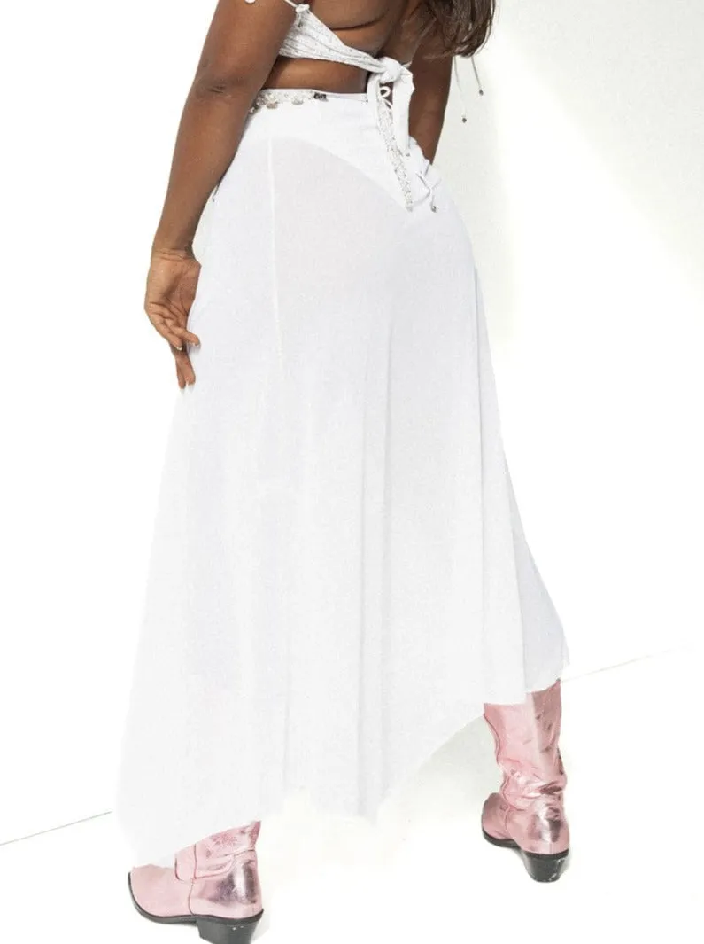 AURORA MESH MIDI SKIRT - WHITE