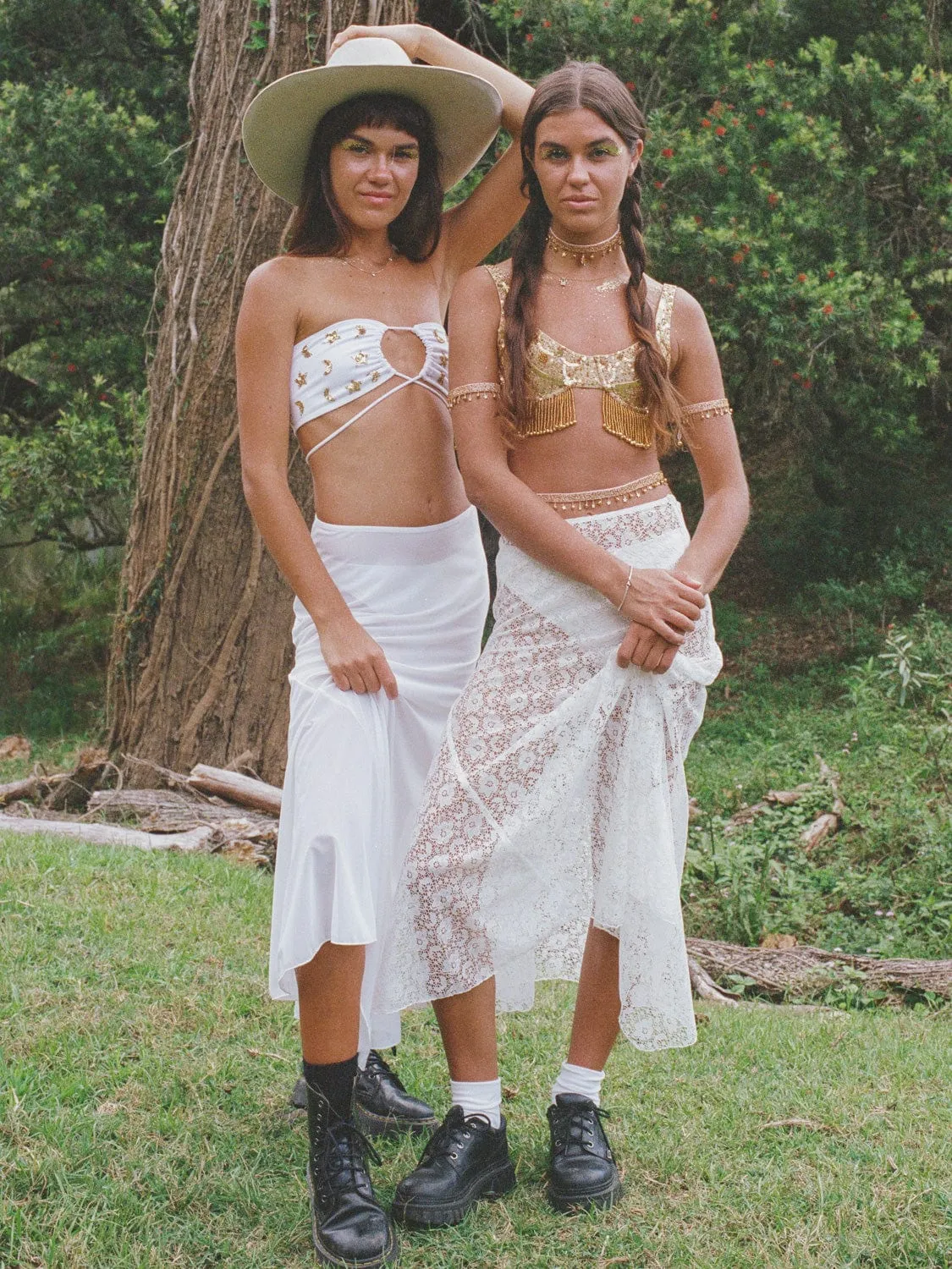 AURORA MESH MIDI SKIRT - WHITE