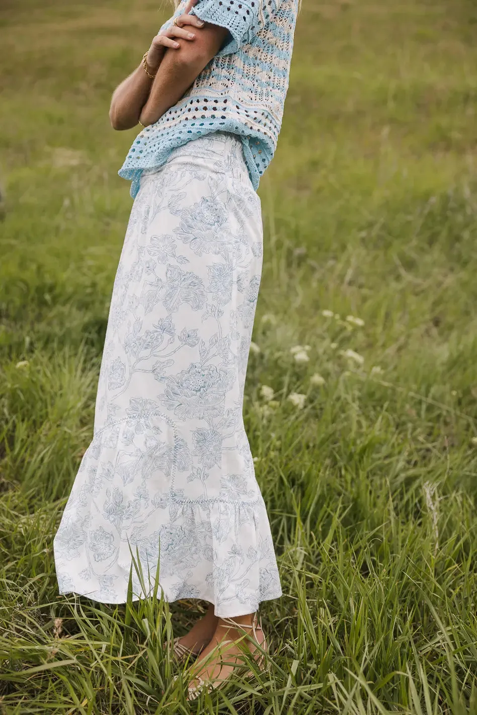 Bastien Floral Skirt in Blue - FINAL SALE