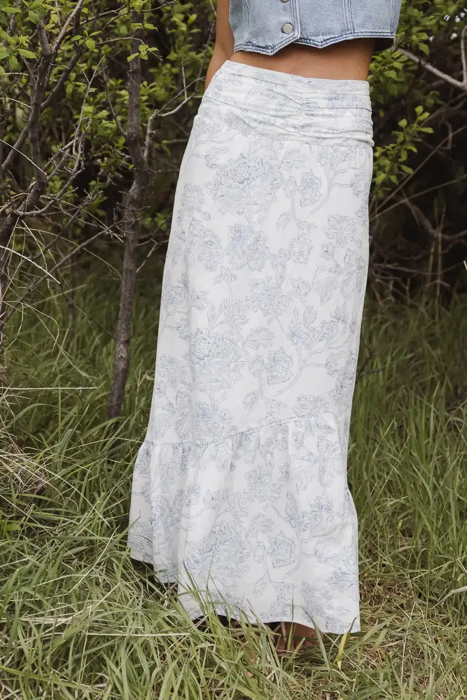 Bastien Floral Skirt in Blue - FINAL SALE