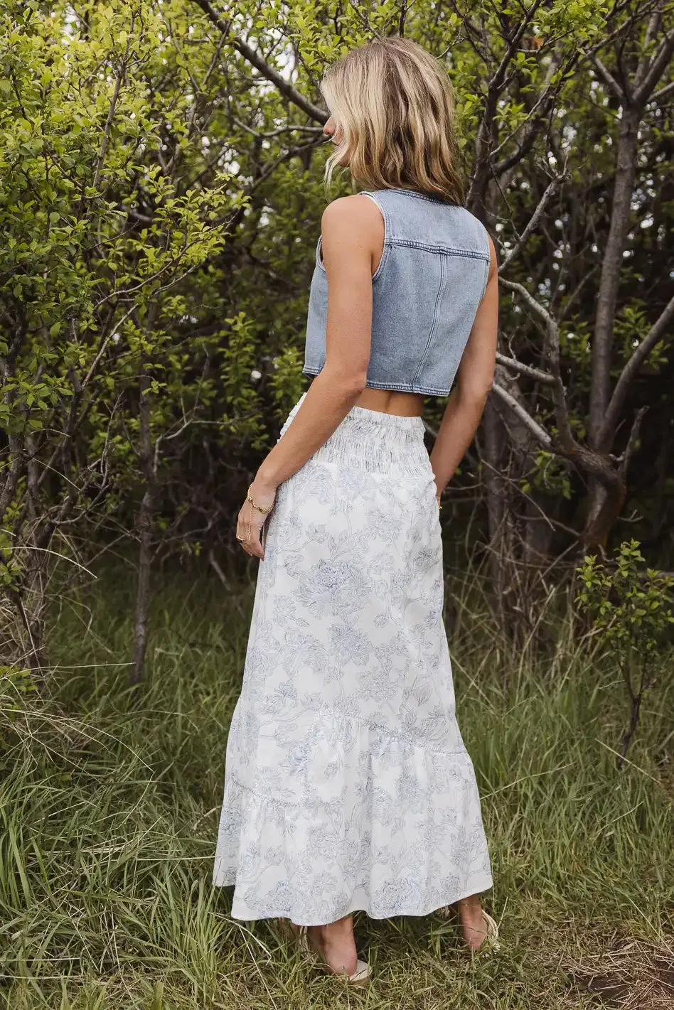 Bastien Floral Skirt in Blue - FINAL SALE