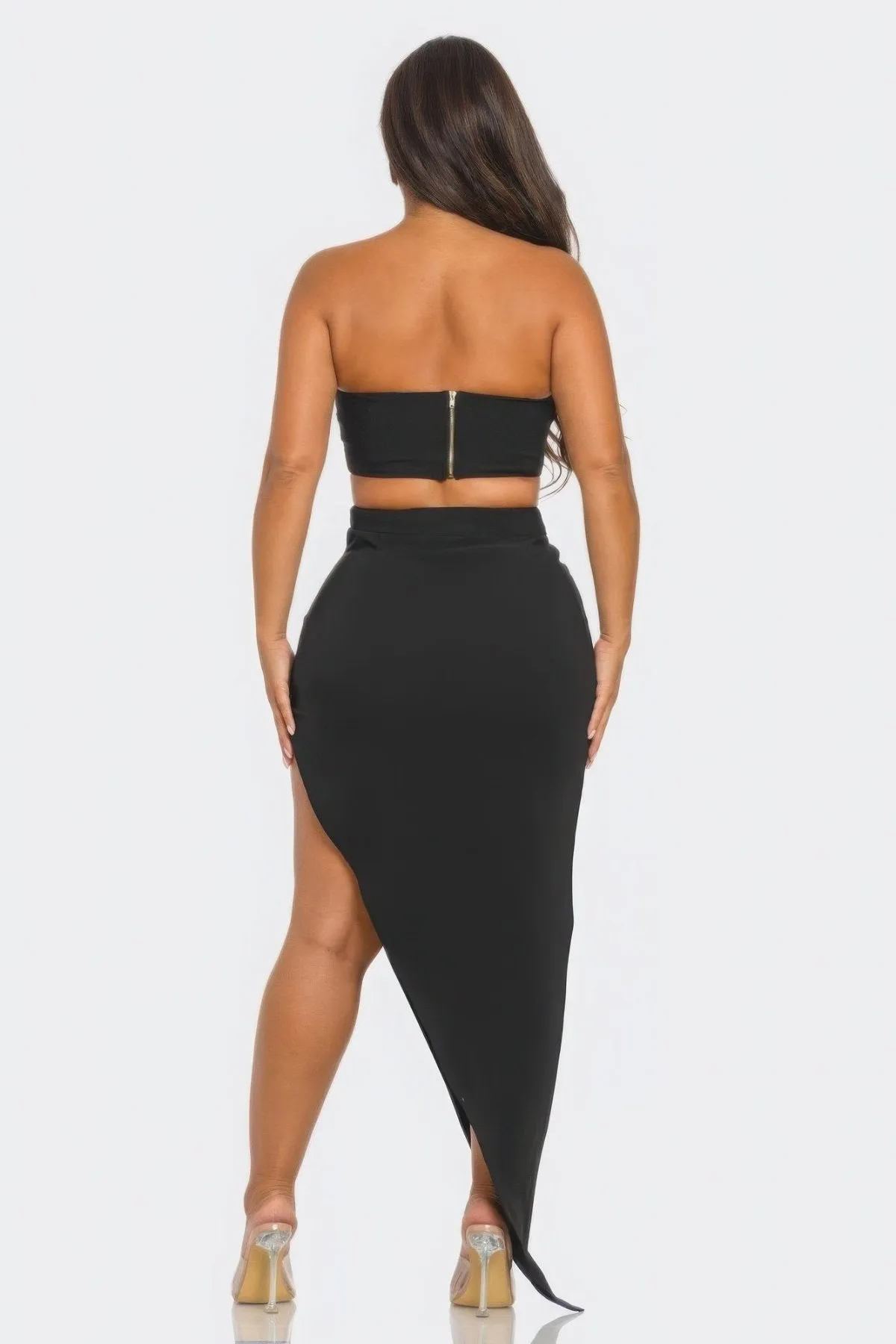 Belt Buckle Crop Top & Skirt Set
