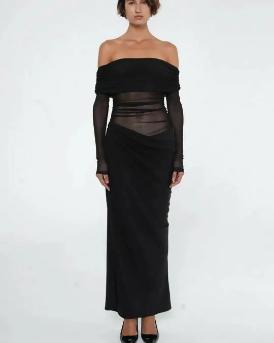 Benni Yasmin Off-Shoulder Maxi Dress Black