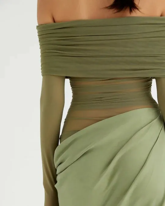 Benni Yasmin Off-Shoulder Maxi Dress Pistachio