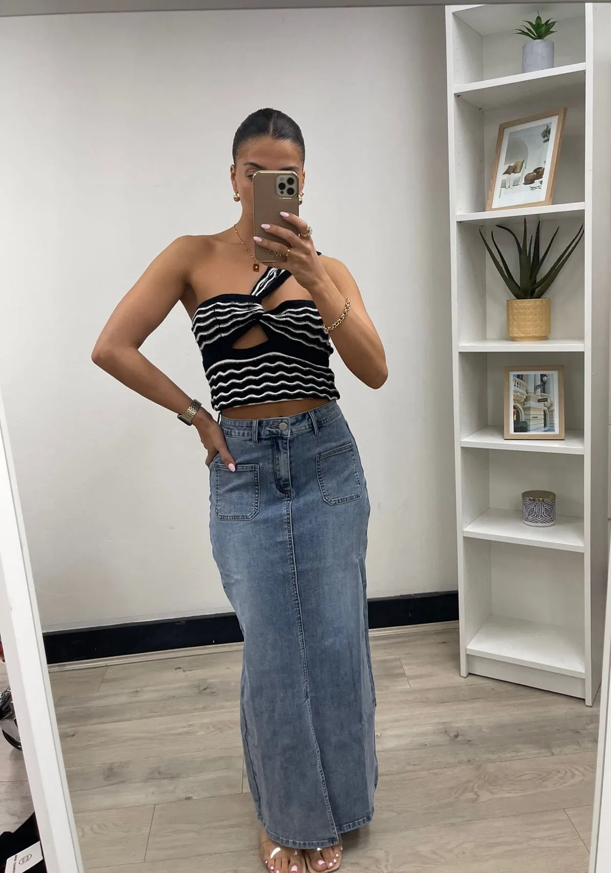 Billie stretch Denim maxi Skirt