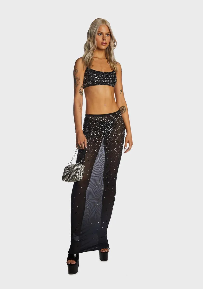 Black Embellished Skirt Set