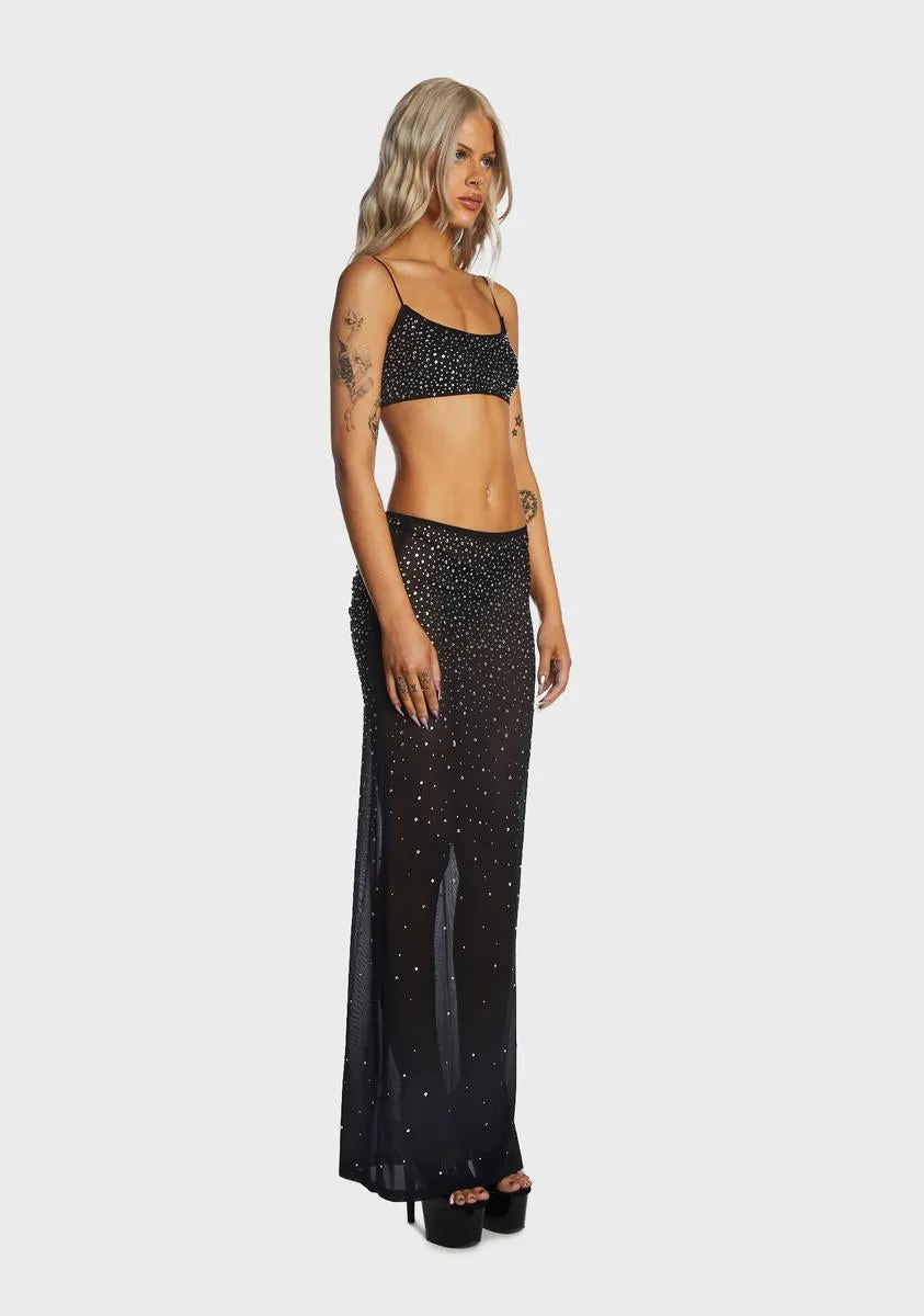Black Embellished Skirt Set