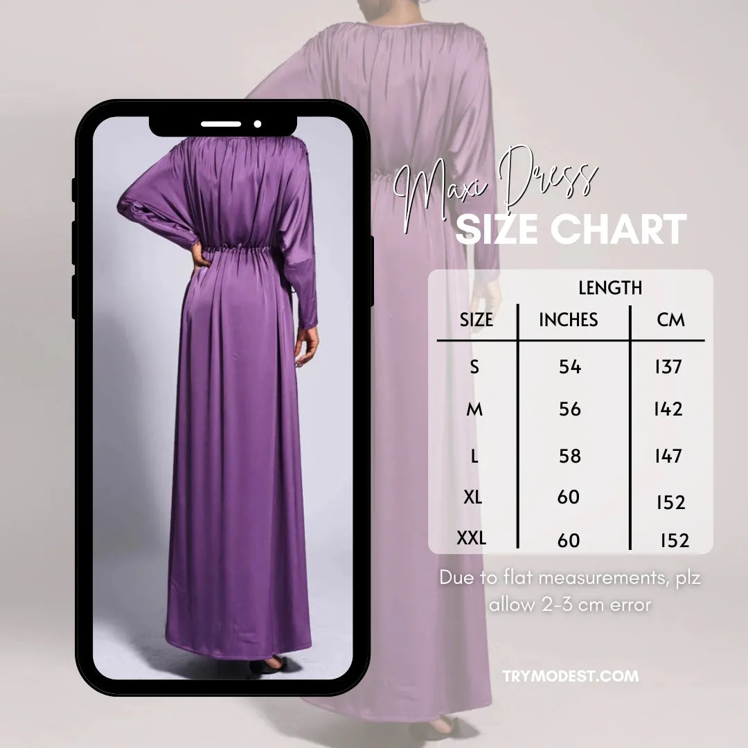Boat Neck Silky Maxi Dress with Raglan Sleeves