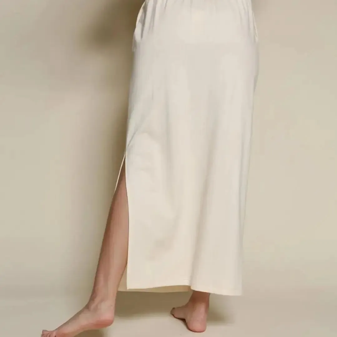 Brushed Organic Hemp Side Slit Maxi Skirt Banana
