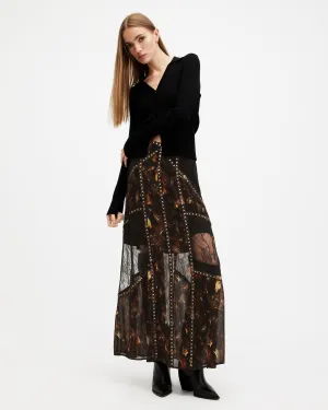 Bryn Embellished Panelled Maxi Skirt