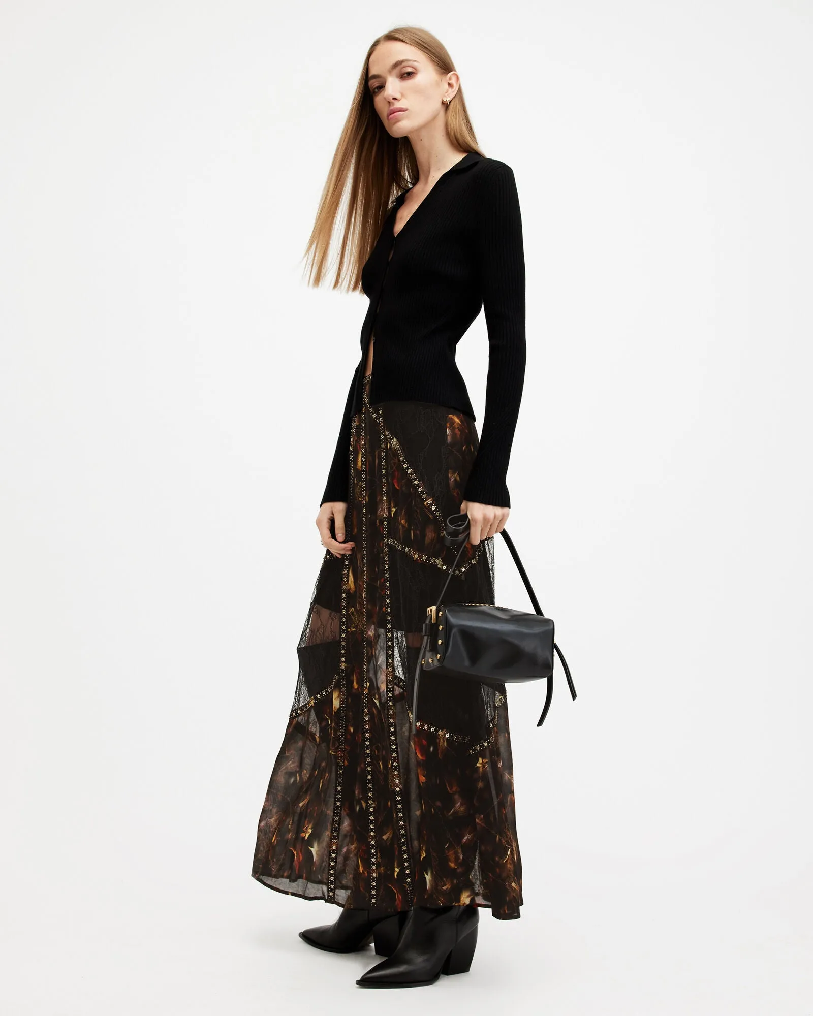 Bryn Embellished Panelled Maxi Skirt