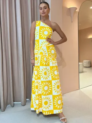 By Nicola Goldie One Shoulder Maxi Dress in Large Sol Size 12