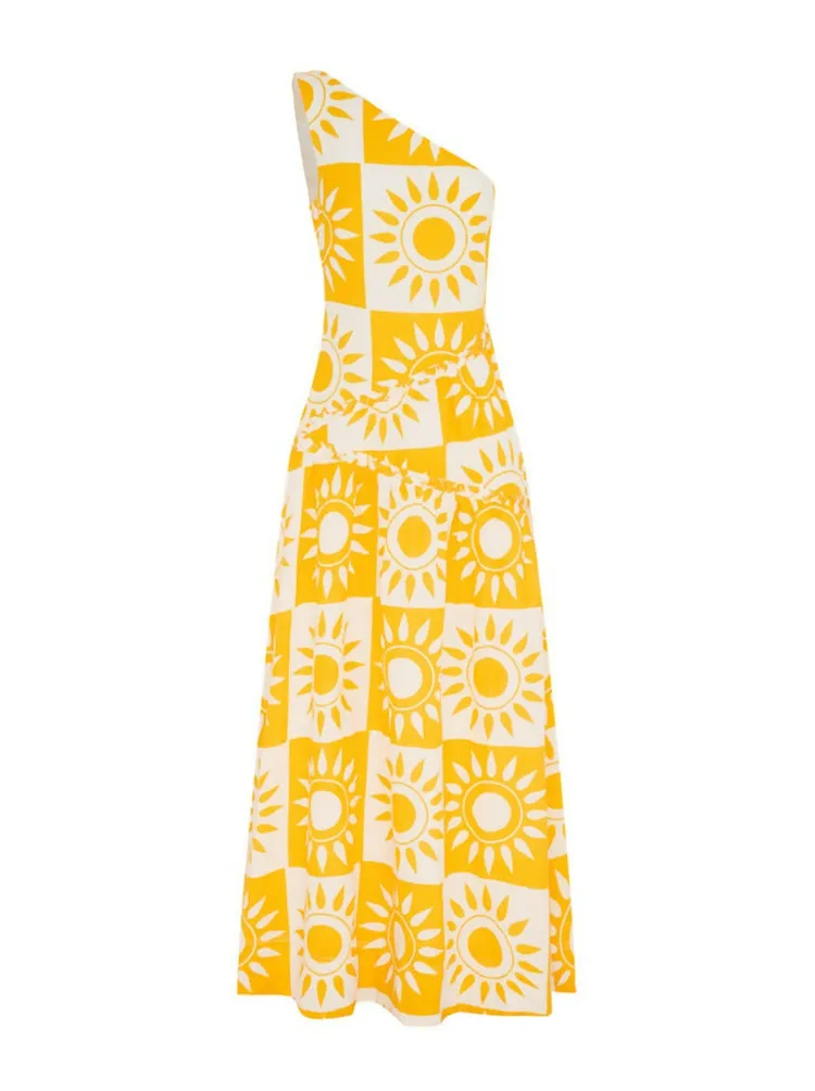 By Nicola Goldie One Shoulder Maxi Dress in Large Sol Size 12