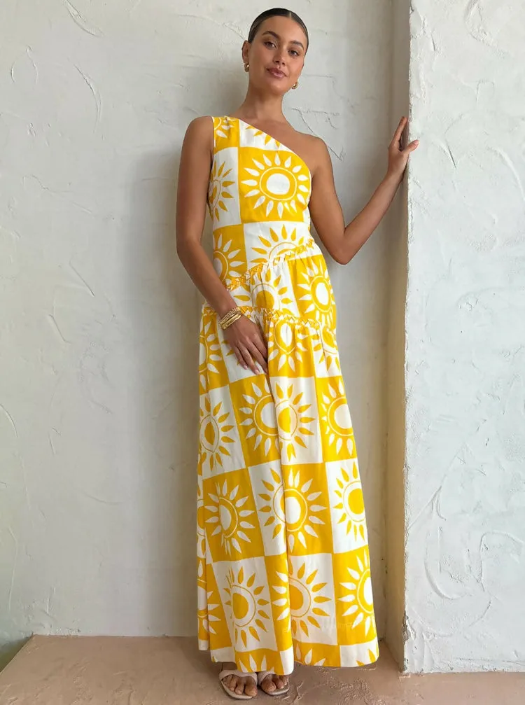 By Nicola Goldie One Shoulder Maxi Dress in Large Sol Size 12
