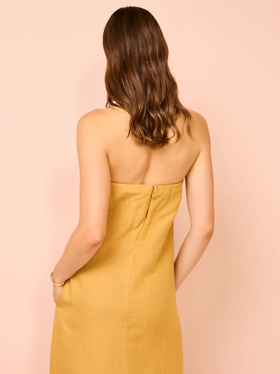 Camilla and Marc Honora Strapless Dress in Gold