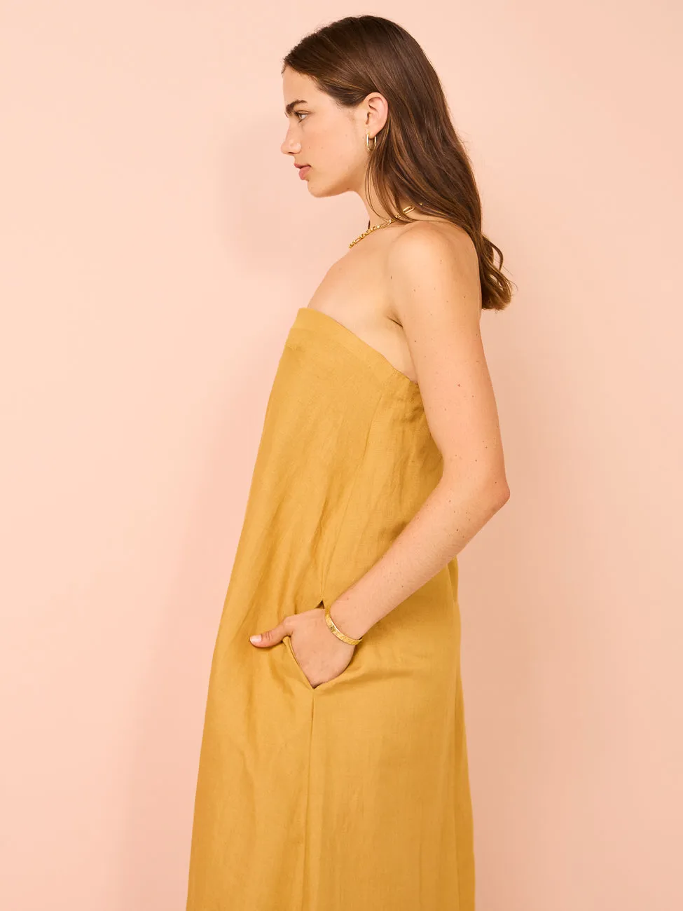Camilla and Marc Honora Strapless Dress in Gold