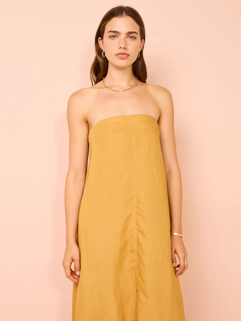 Camilla and Marc Honora Strapless Dress in Gold