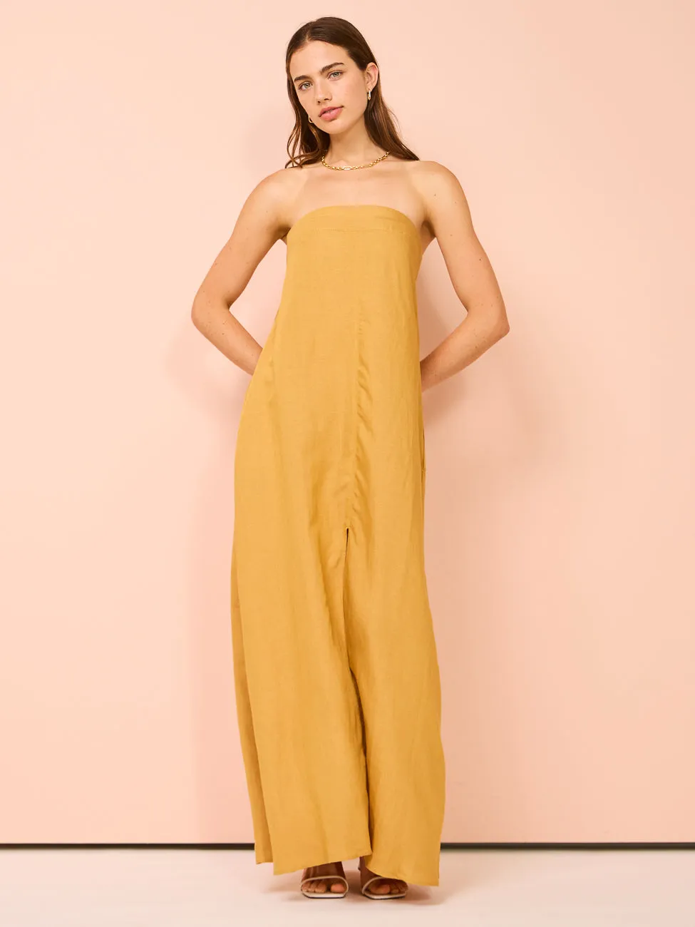Camilla and Marc Honora Strapless Dress in Gold