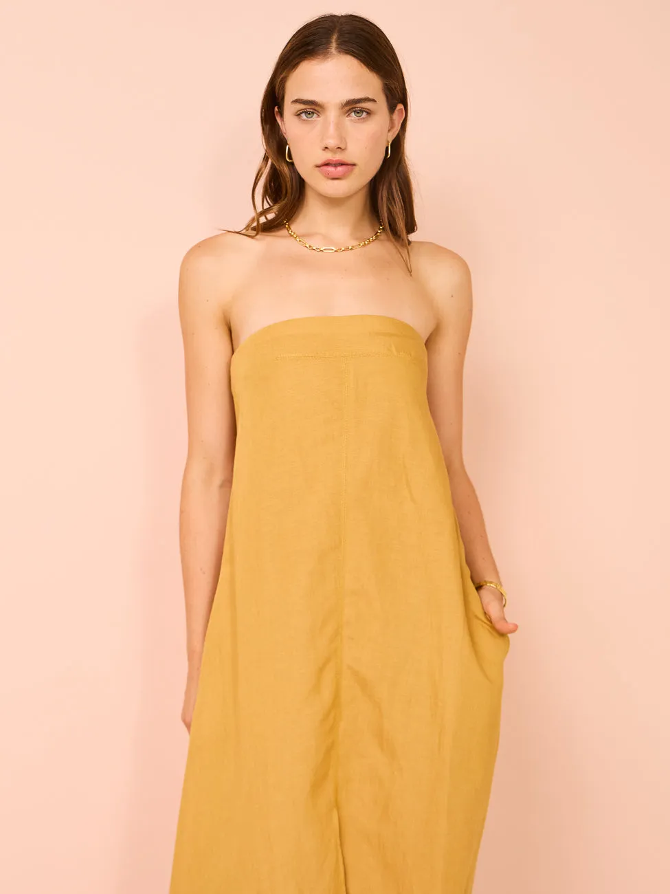 Camilla and Marc Honora Strapless Dress in Gold
