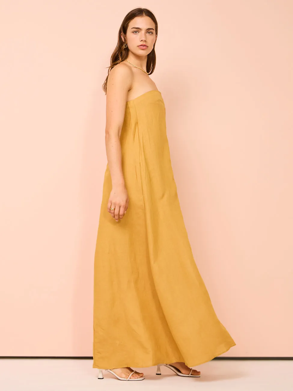Camilla and Marc Honora Strapless Dress in Gold