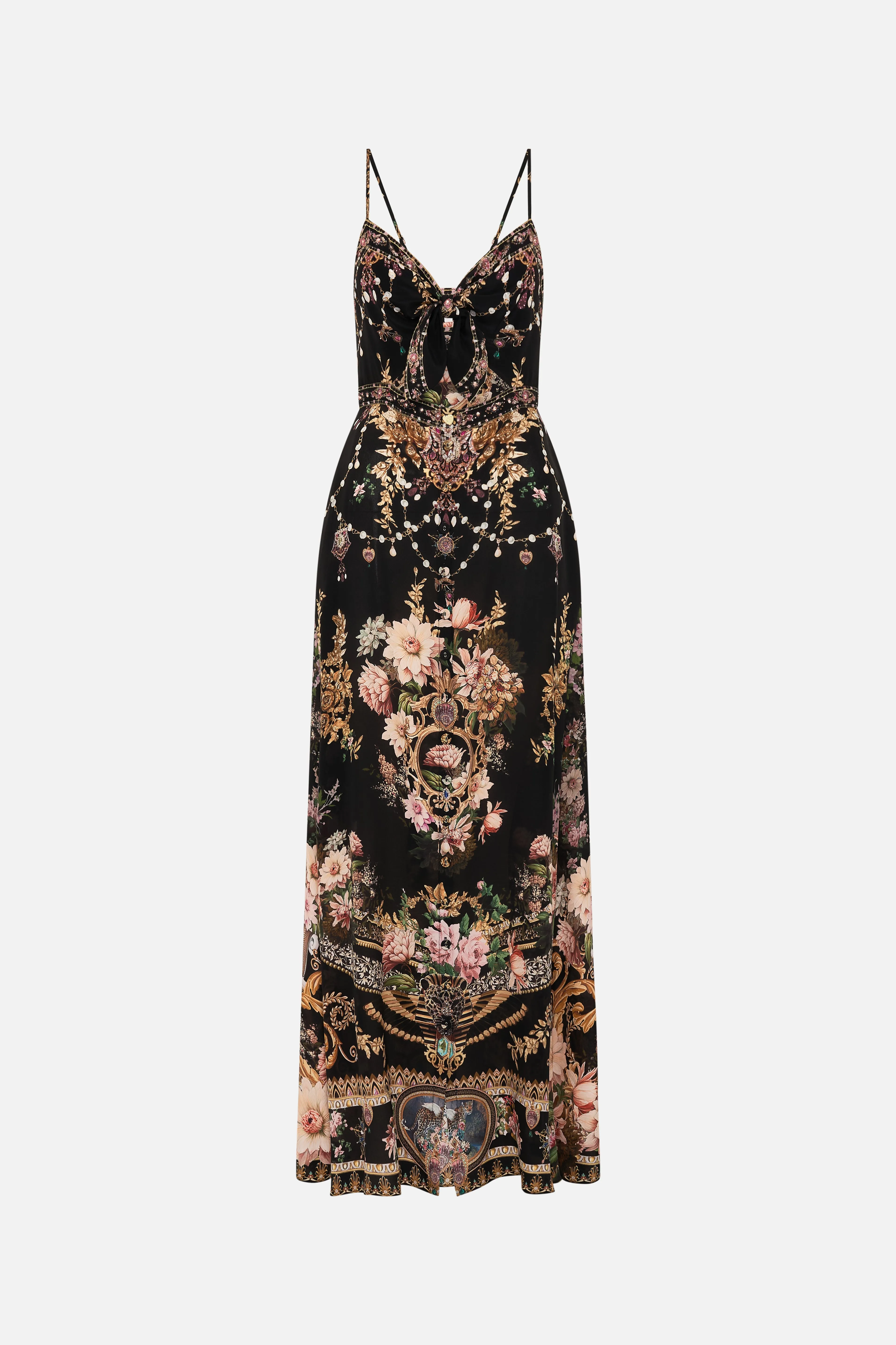 CAMILLA | DYNASTY DAZE  TIE FRONT CUT OUT MAXI DRESS