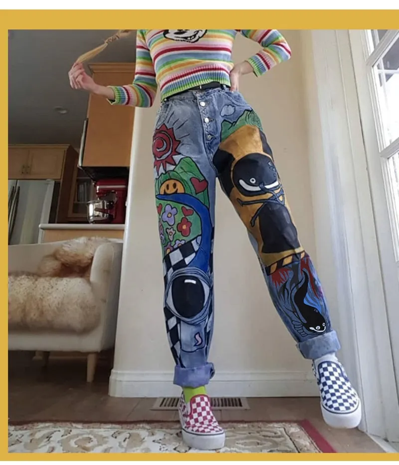 Cartoon Printed Jeans