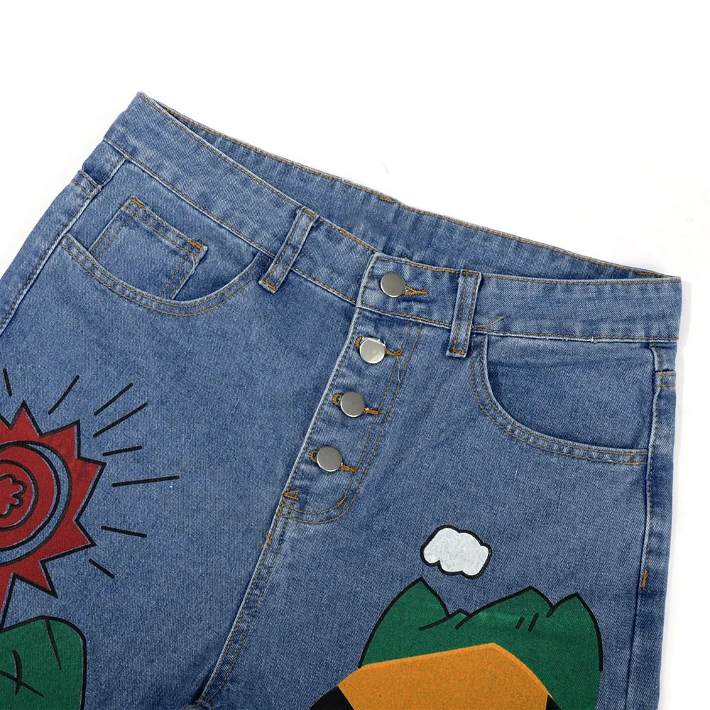 Cartoon Printed Jeans