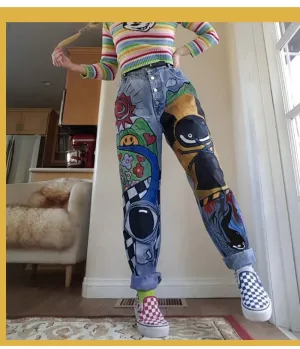 Cartoon Printed Jeans