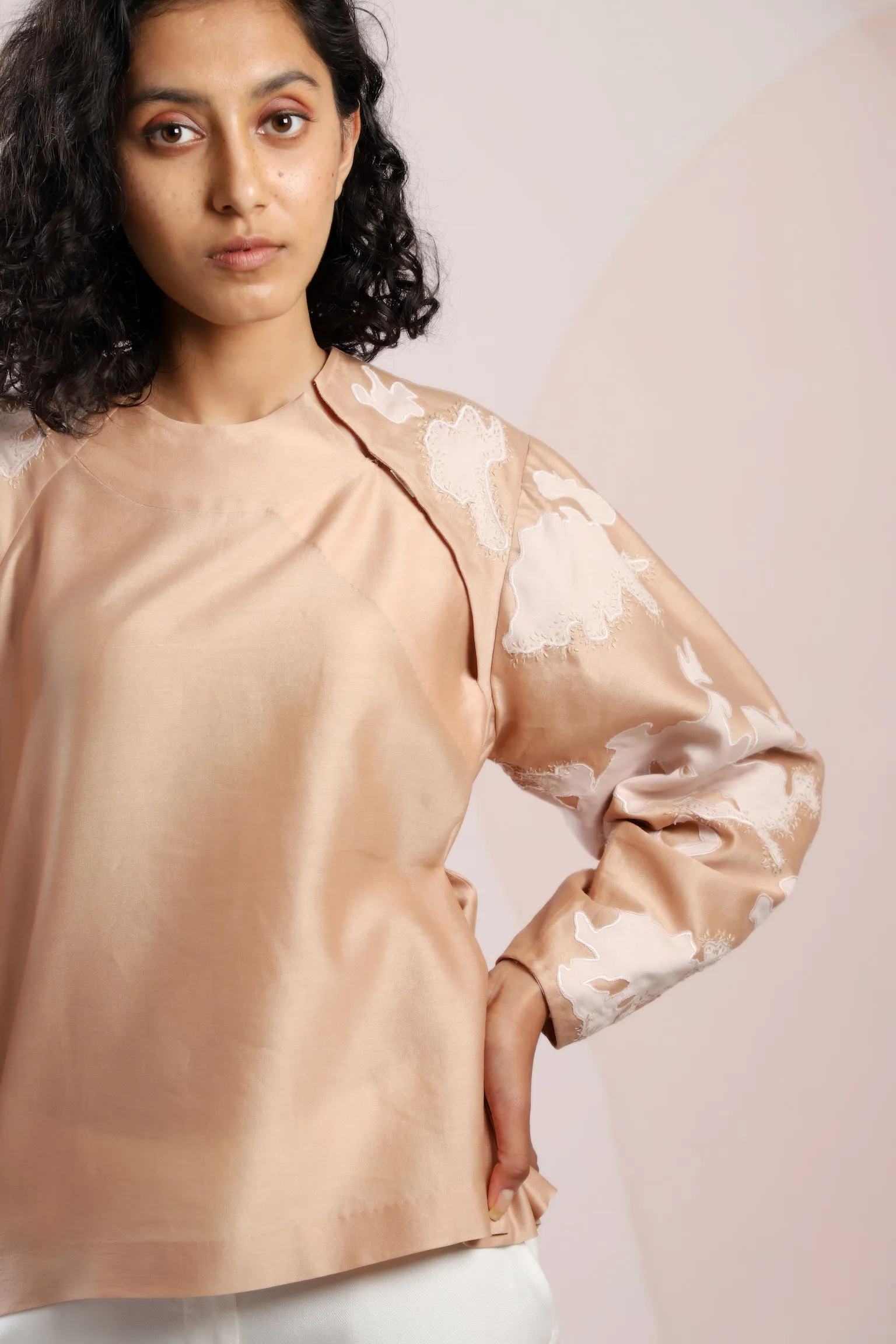 Chanderi Top with Asymmetrical Neck