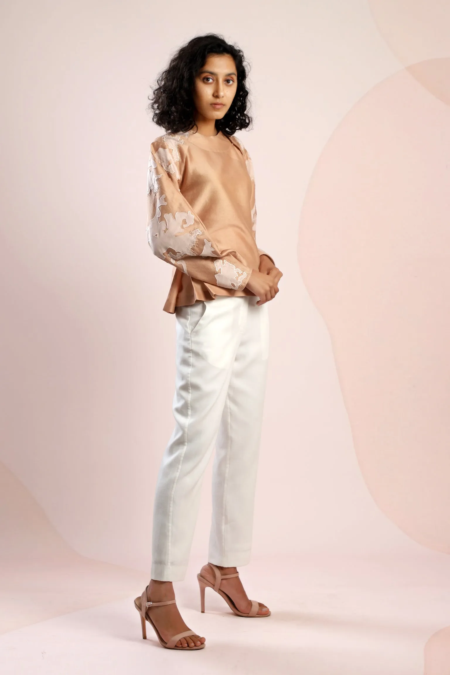 Chanderi Top with Asymmetrical Neck