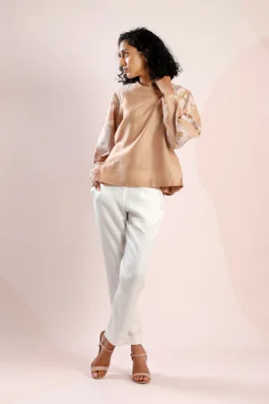 Chanderi Top with Asymmetrical Neck