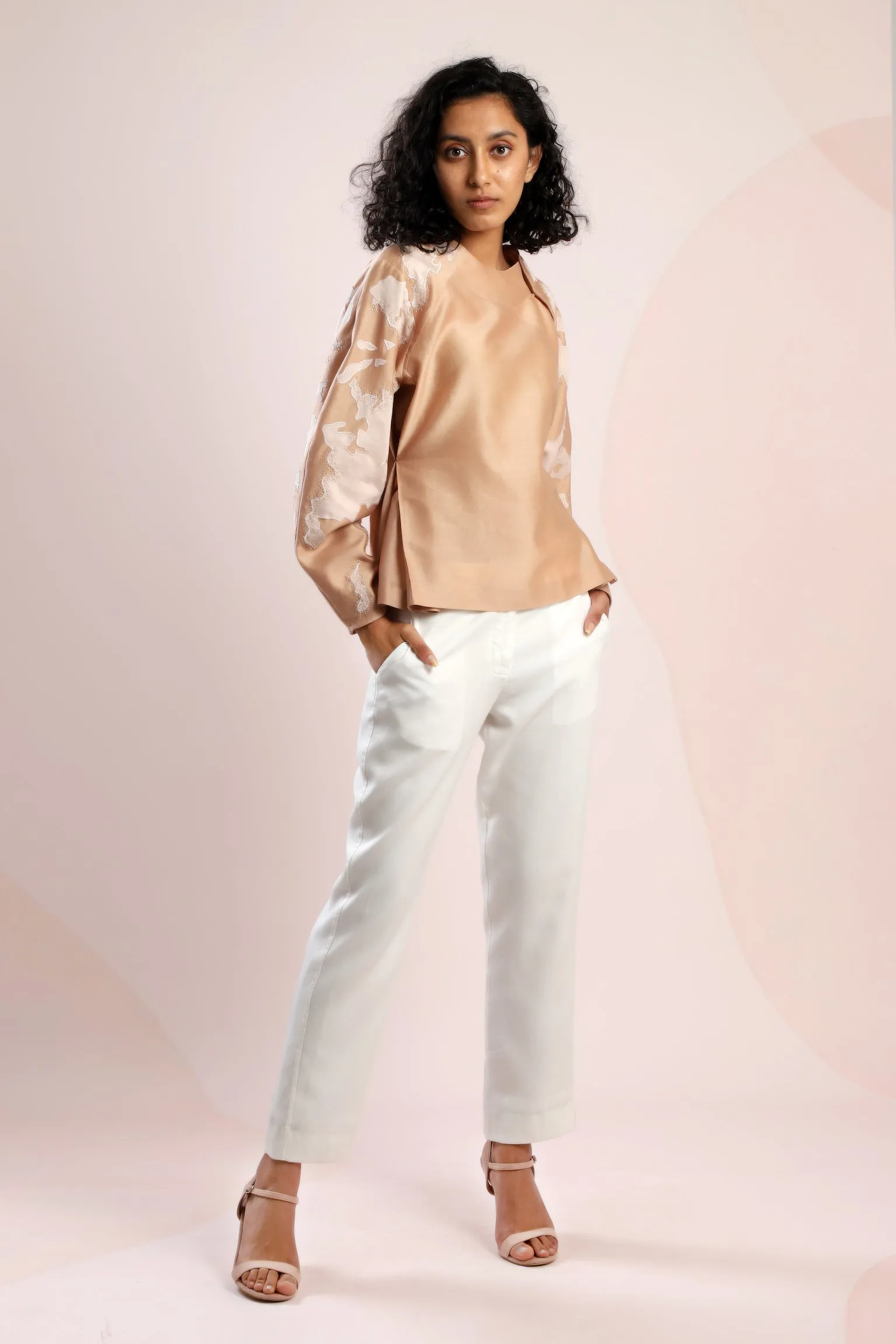 Chanderi Top with Asymmetrical Neck