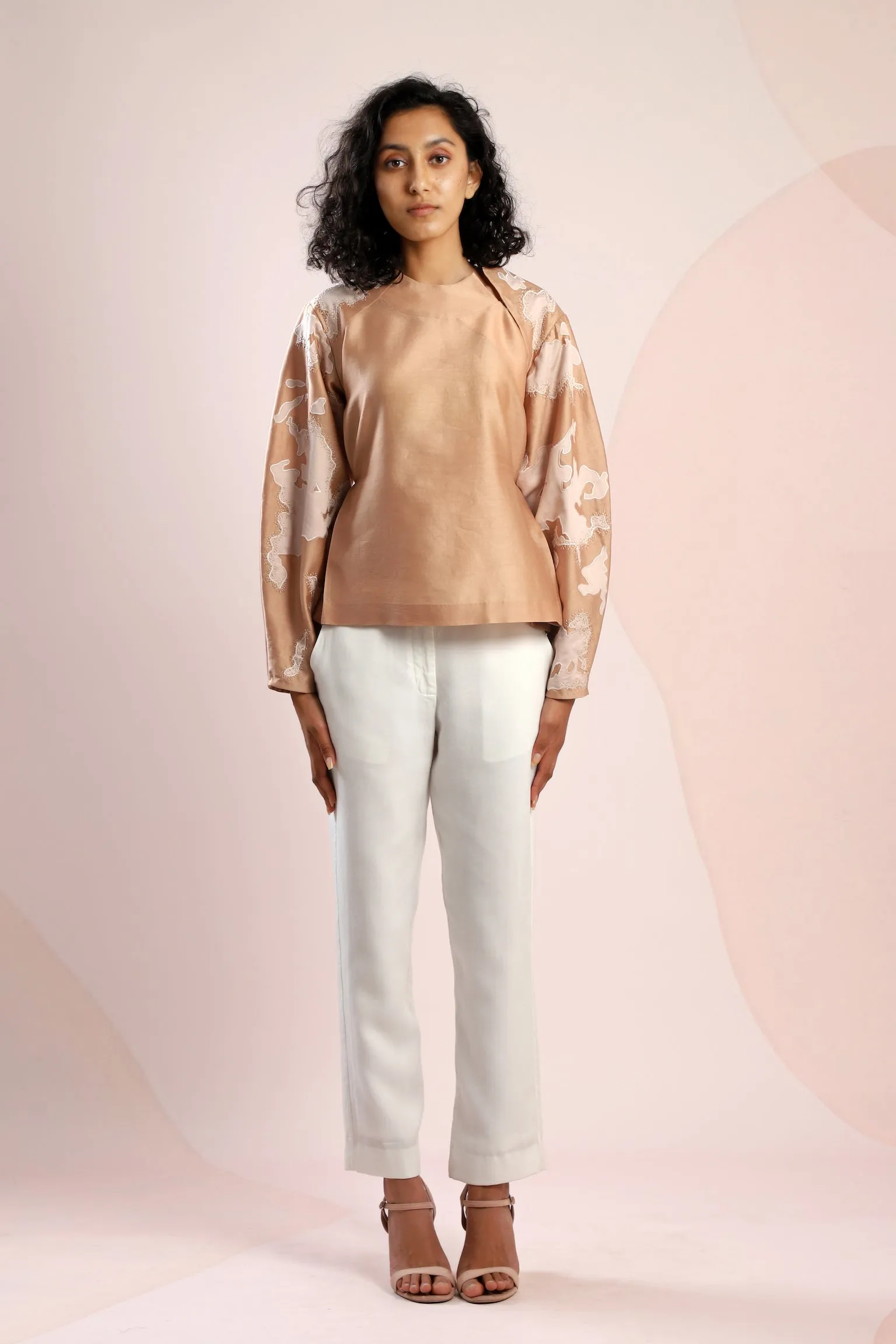 Chanderi Top with Asymmetrical Neck