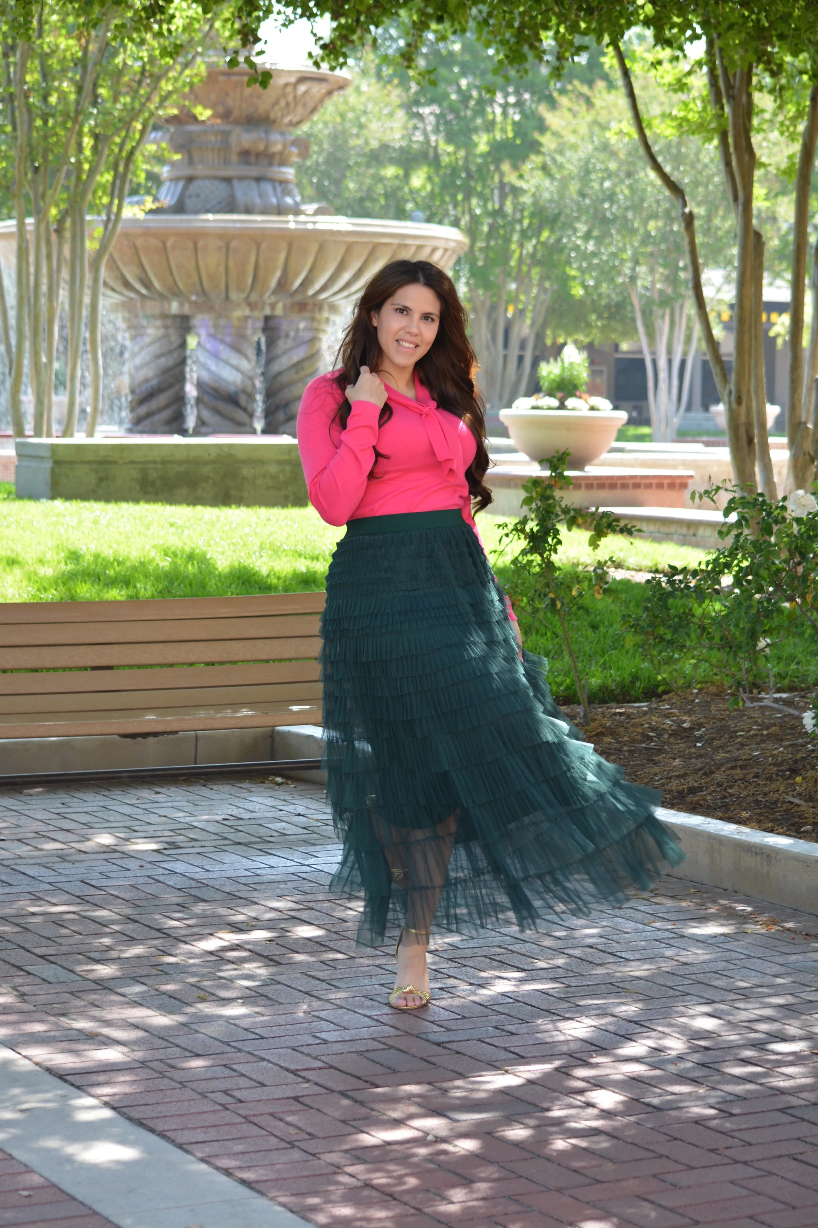 Charlotte Green Tulle Tiered Skirt