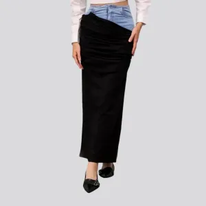 Chic mixed pattern high-rise denim skirt