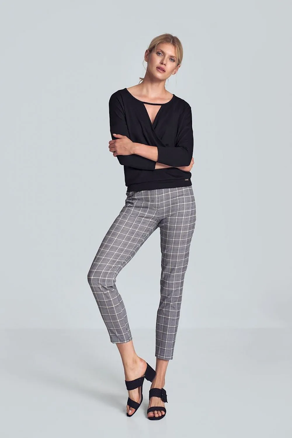 Chic Pepite Print Tapered Women's Trousers