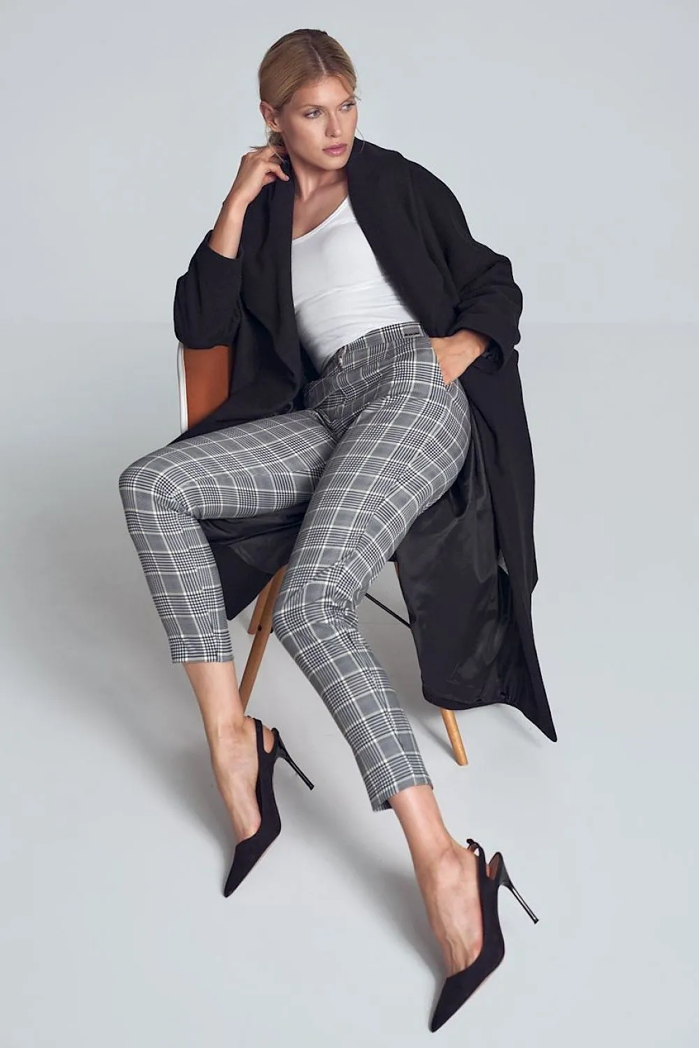 Chic Pepite Print Tapered Women's Trousers