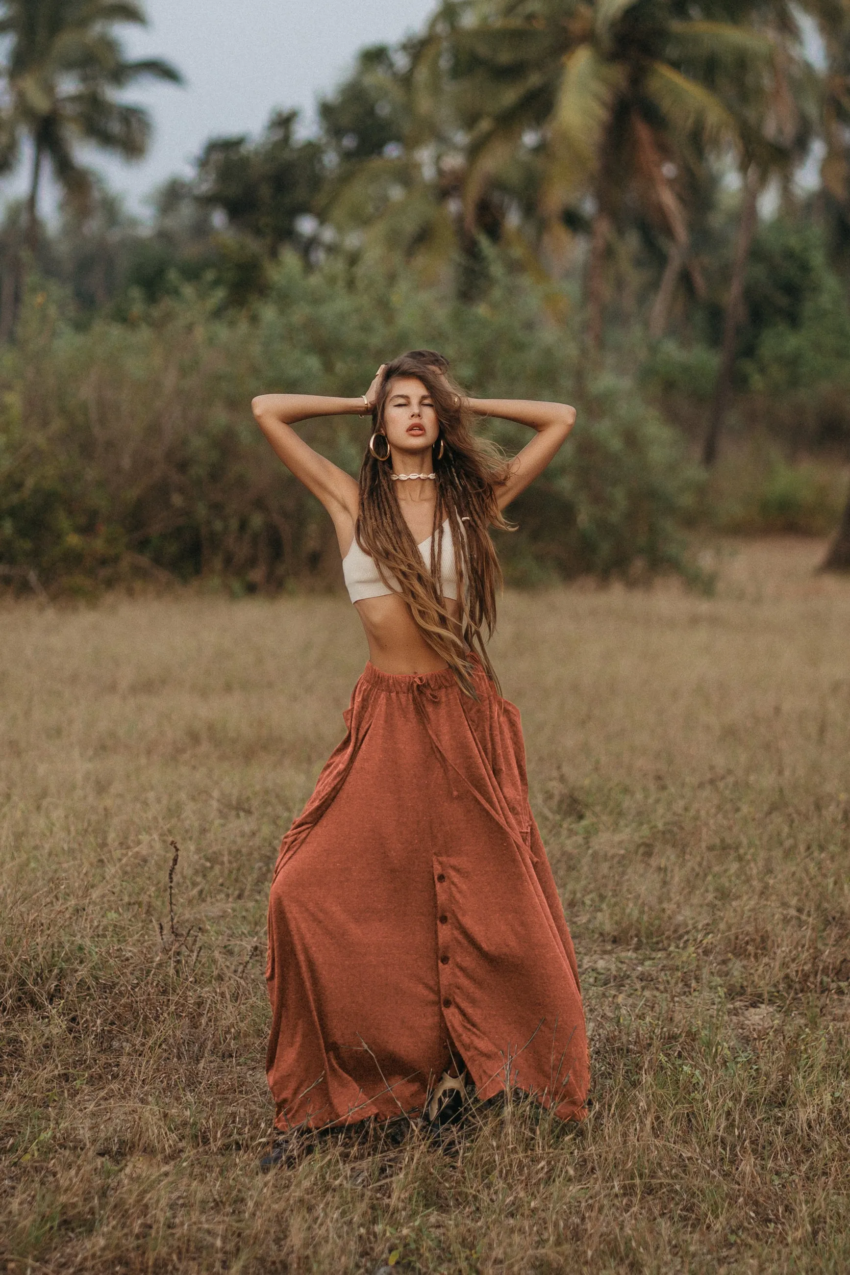 Convertible Maxi Skirt Palazzo Pants Orange