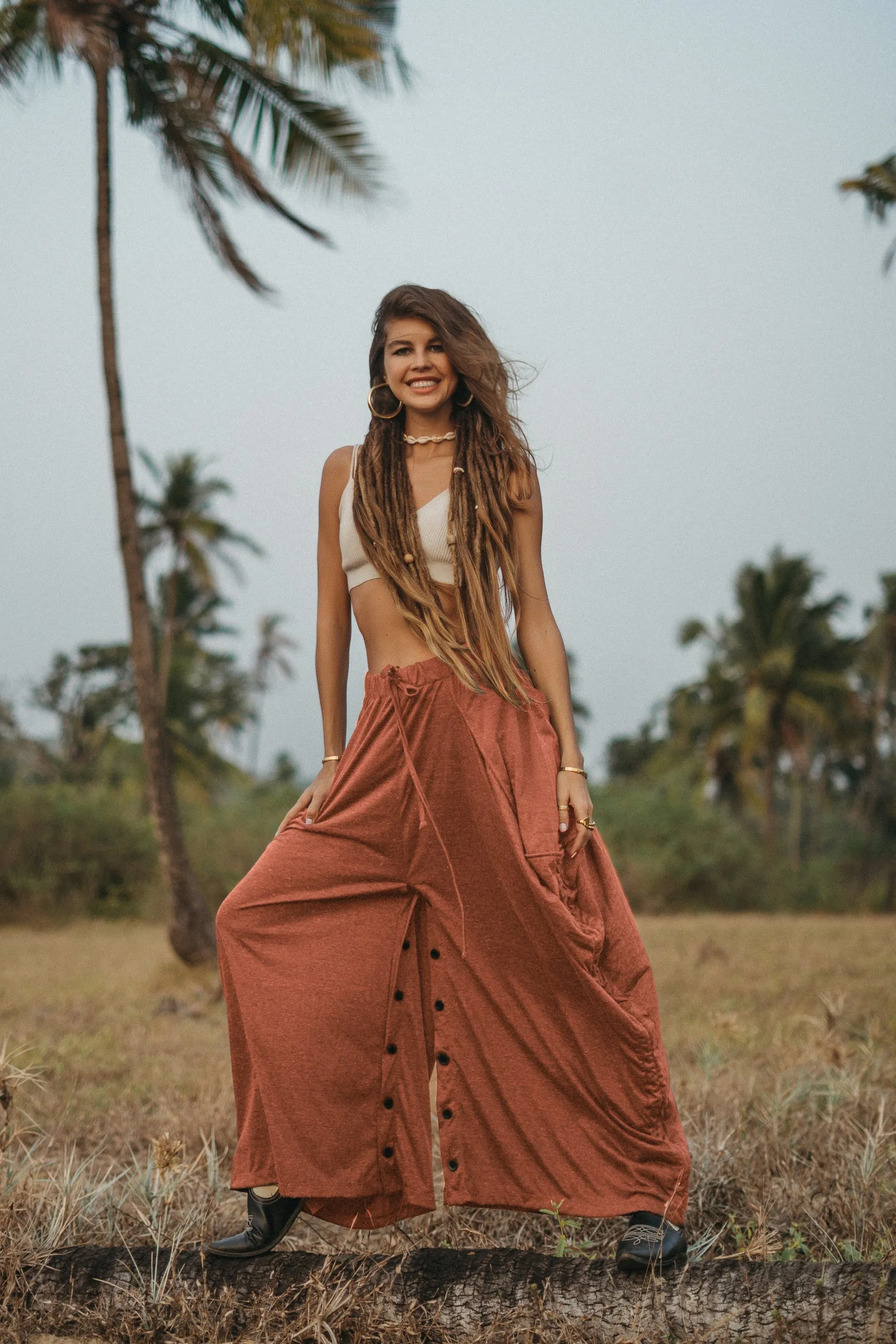 Convertible Maxi Skirt Palazzo Pants Orange