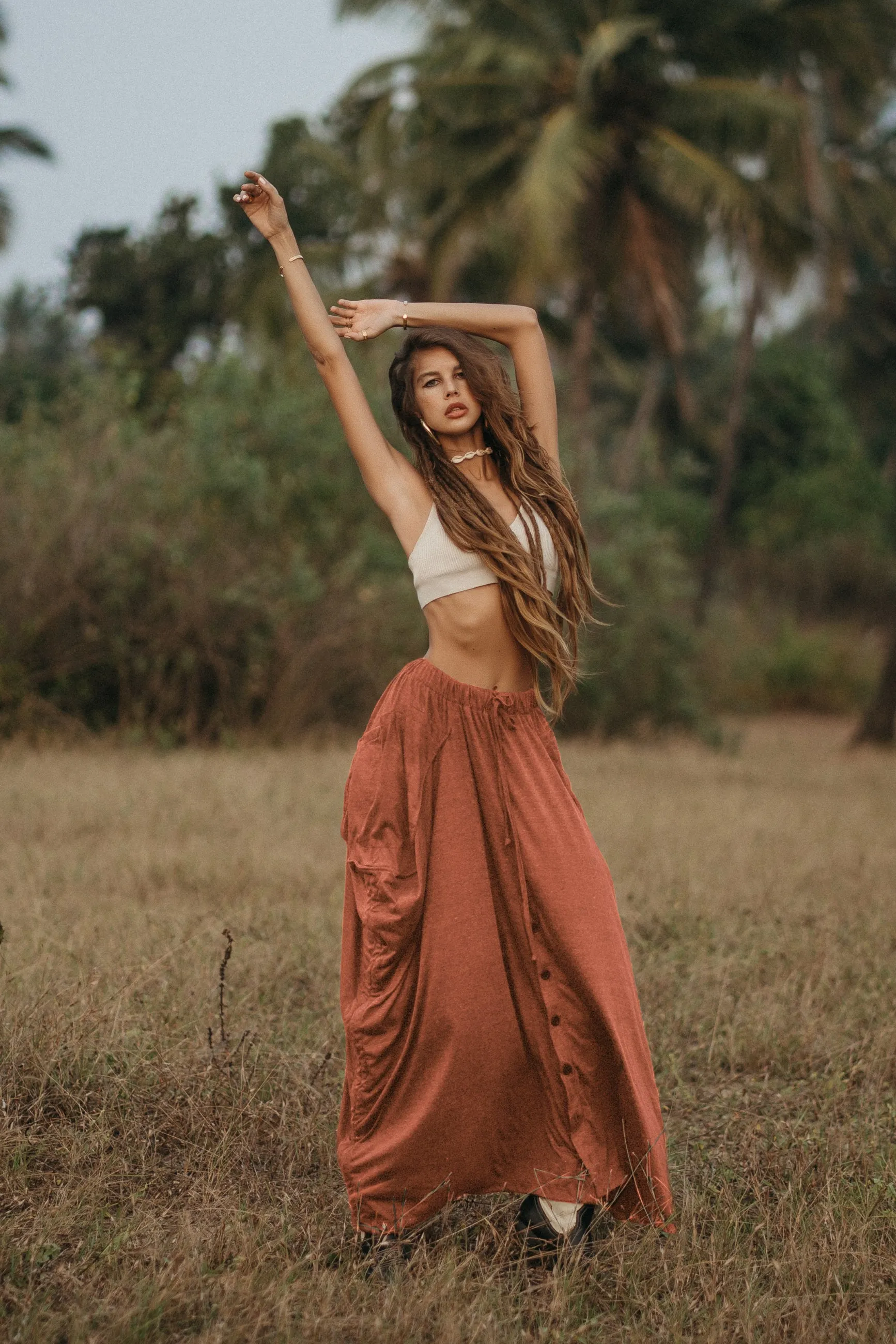 Convertible Maxi Skirt Palazzo Pants Orange