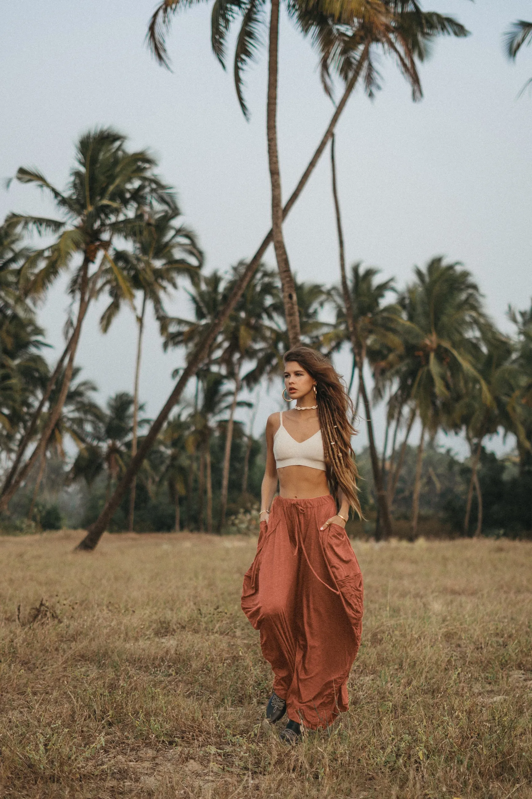 Convertible Maxi Skirt Palazzo Pants Orange